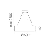 ACB Dilga Lámpara de techo colgante blanco LED Slide switch Casambi C3450270BCA