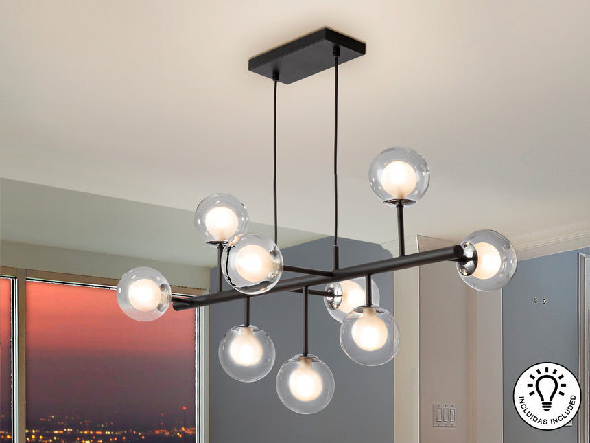 Schuller Altais Lámpara de techo colgante 9 luces negro y cromo 345509