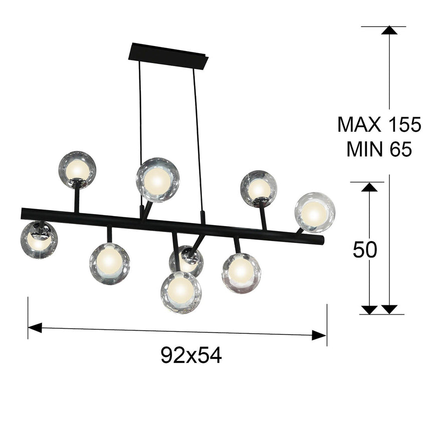 Schuller Altais Lámpara de techo colgante 9 luces negro y cromo 345509