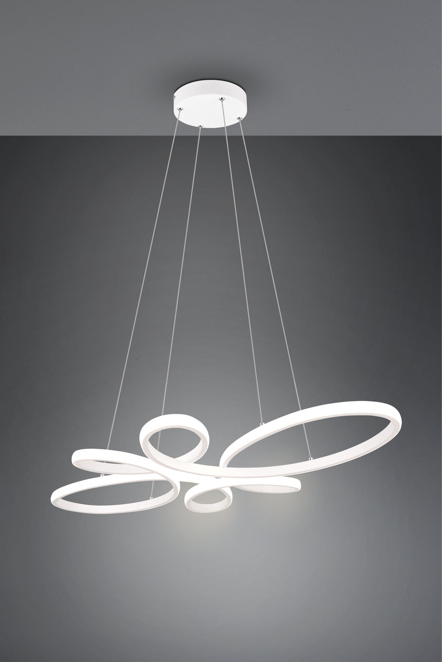 Lámpara de techo colgante Trio Fly LED blanco mate 4000K 150cm 345619131