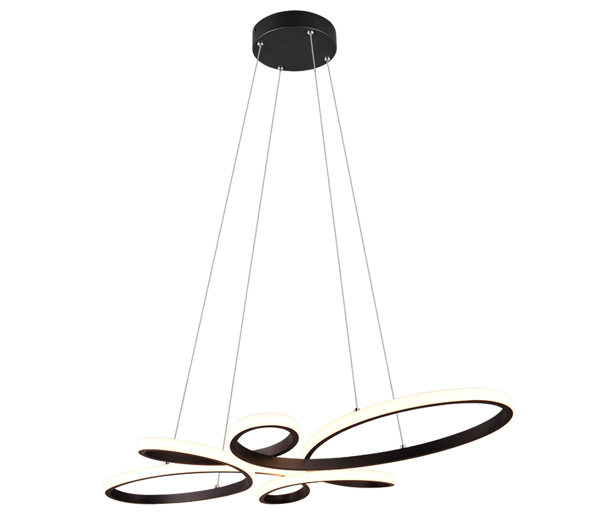 Lámpara de techo colgante Trio Fly LED negro mate 3000K regulable 150cm 345619132