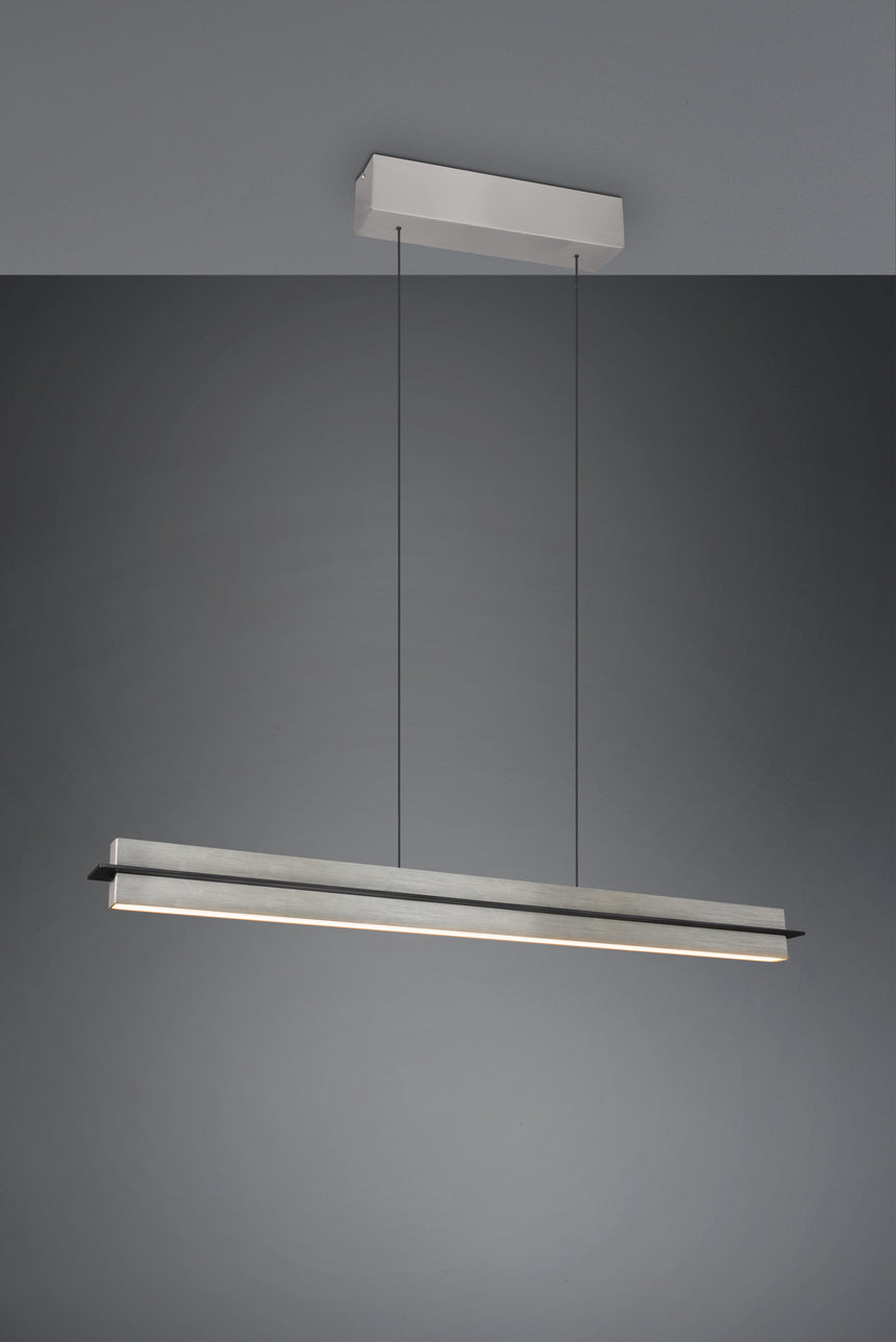 Lámpara de techo colgante Trio Emerson LED níquel mate táctil CCT 150cm 34671010