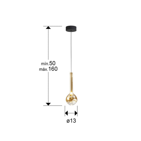 Lámpara de techo colgante Schuller Essenza 1 luz negro y dorado 3000K dimensiones