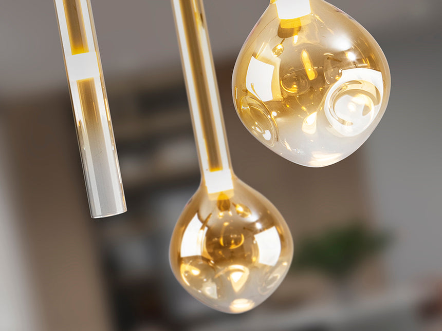 Lámpara de techo colgante Schuller Essenza 5 luces negro y dorado 3000K Ø41cm 347020