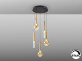 Lámpara de techo colgante Schuller Essenza 5 luces negro y dorado 3000K Ø41cm vista 3