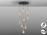 Lámpara de techo colgante Schuller Essenza 9 luces negro y dorado 3000K con mando Ø65cm vista 3