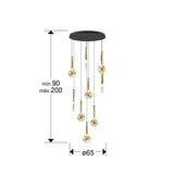 Lámpara de techo colgante Schuller Essenza 9 luces negro y dorado 3000K con mando Ø65cm dimensiones