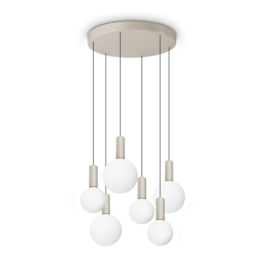 Lámpara colgante Ideal Lux Odeon blanco cristal LED 6 luces 39W Ø57cm 349237