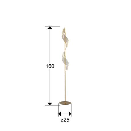 Lámpara de pie de salón Schuller Velas LED oro mate 3000K 160cm dimensiones