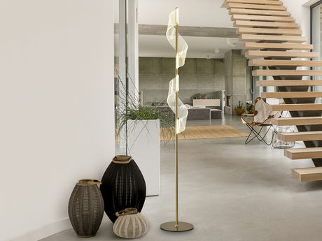 Lámpara de pie de salón Schuller Velas LED oro mate 3000K 160cm 351126