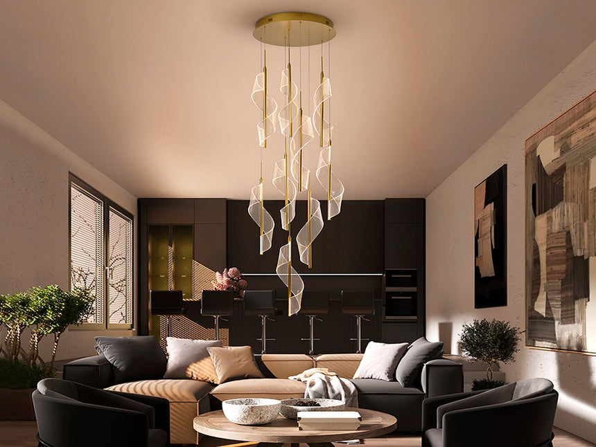 Schuller Velas Lámpara de techo colgante grande 9 luces oro dimable 351492