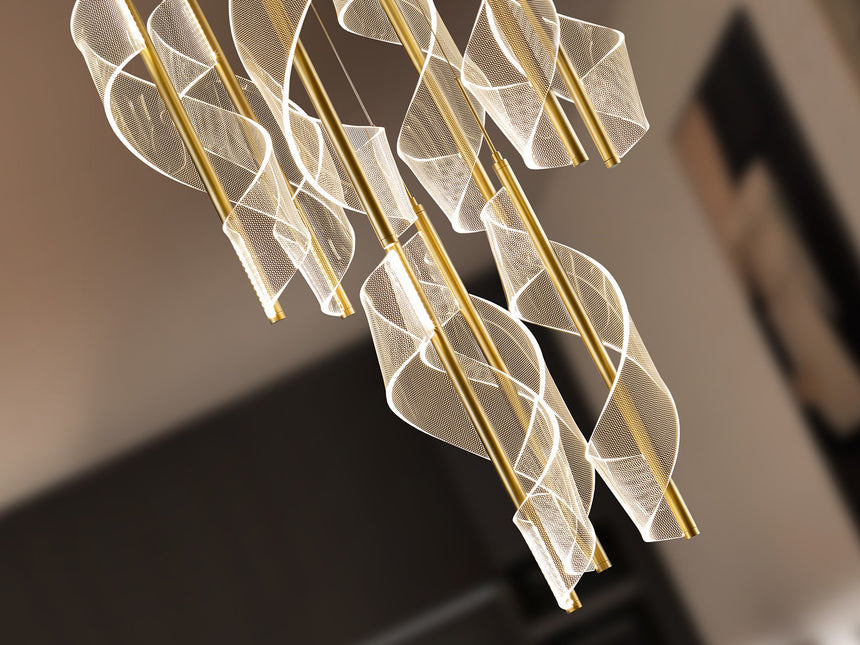 Lámpara de techo colgante Schuller Velas grande 9 luces oro mate regulable con mando vista 4