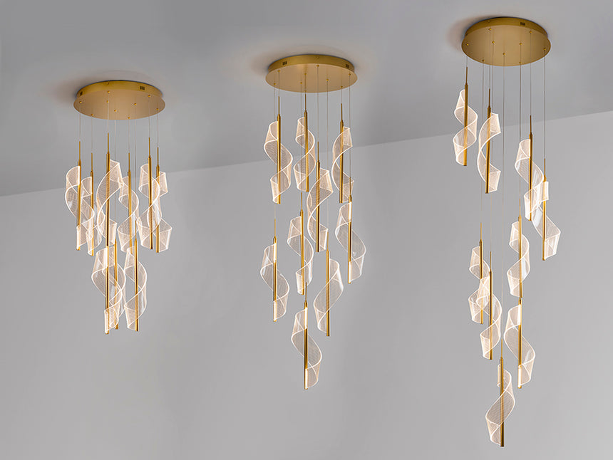 Schuller Velas Lámpara de techo colgante grande 9 luces oro dimable 351492
