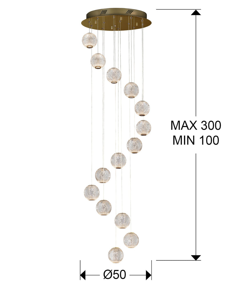 Schuller Austral Lámpara LED 14 luces oro Ø50 354318