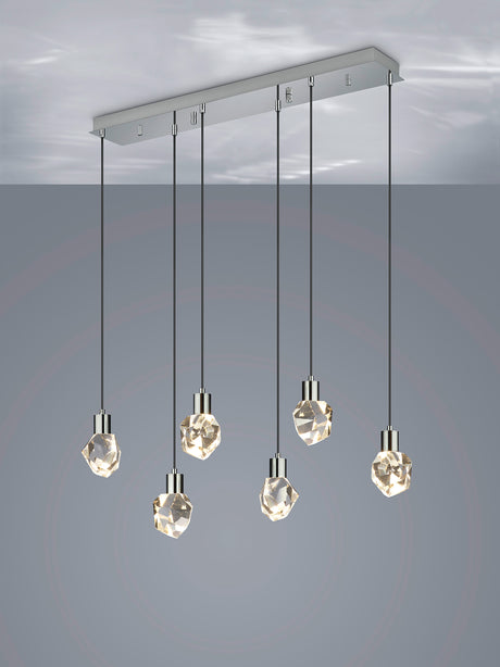 Lámpara de techo colgante Trio Verano LED cromo 150cm 354510606