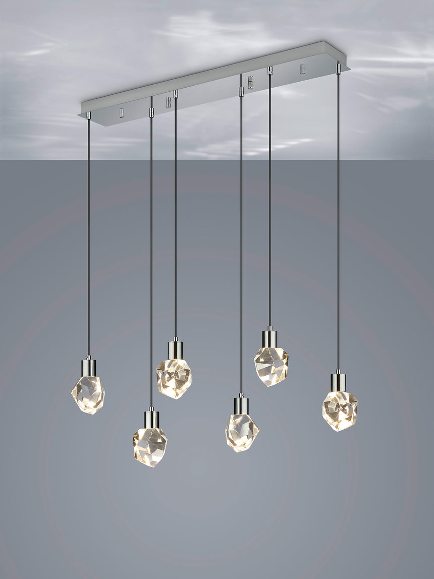 Lámpara de techo colgante Trio Verano LED cromo 150cm 354510606