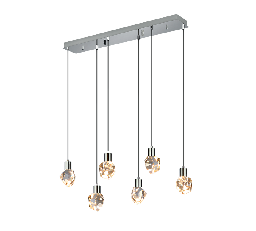 Lámpara de techo colgante Trio Verano LED cromo 150cm 354510606