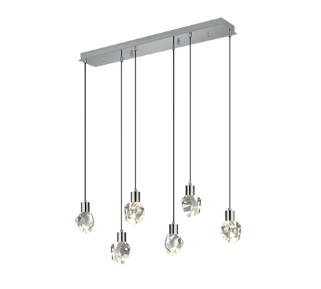 Lámpara de techo colgante Trio Verano LED cromo 150cm 354510606