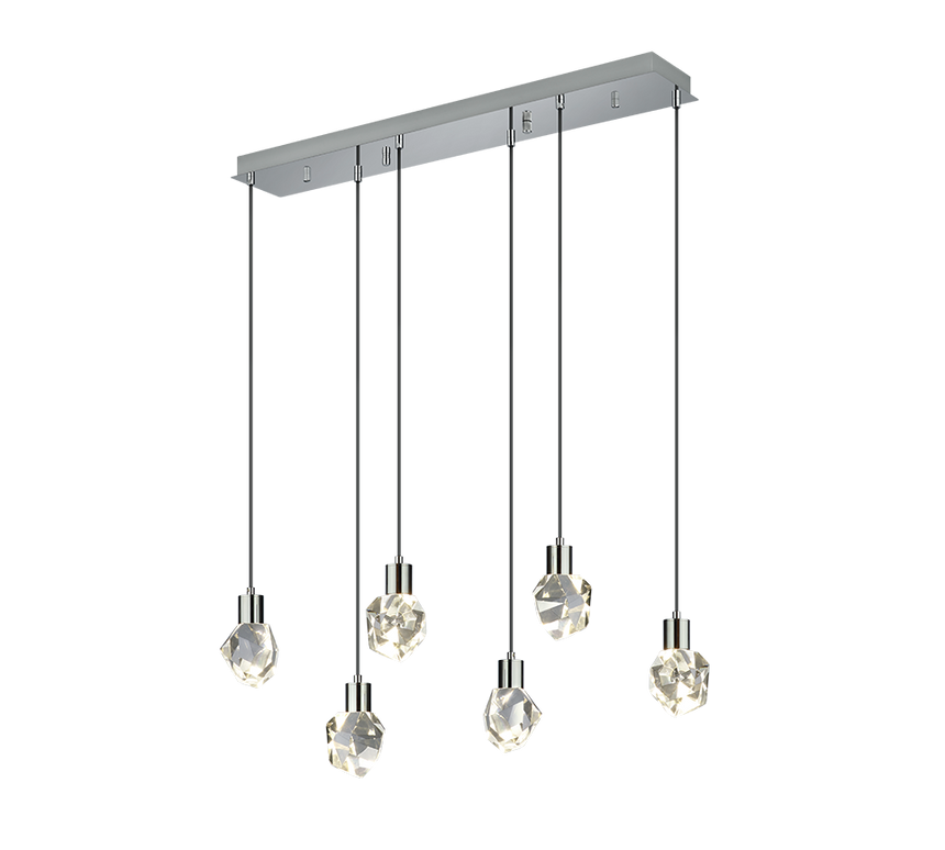 Lámpara de techo colgante Trio Verano LED cromo 150cm 354510606