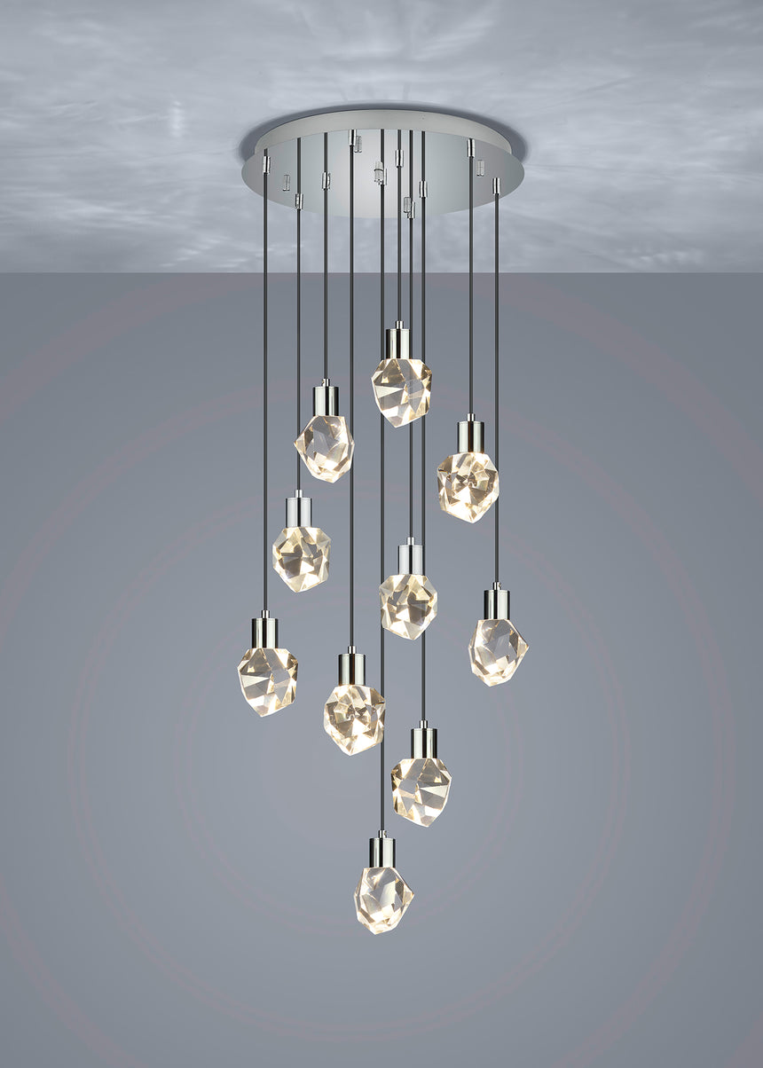 Lámpara de techo colgante Trio Verano LED cromo 150cm 354531006