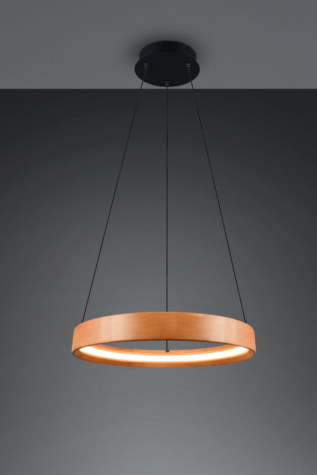 Lámpara de techo colgante Trio Lynwood LED madera 3000K 150cm 355030130