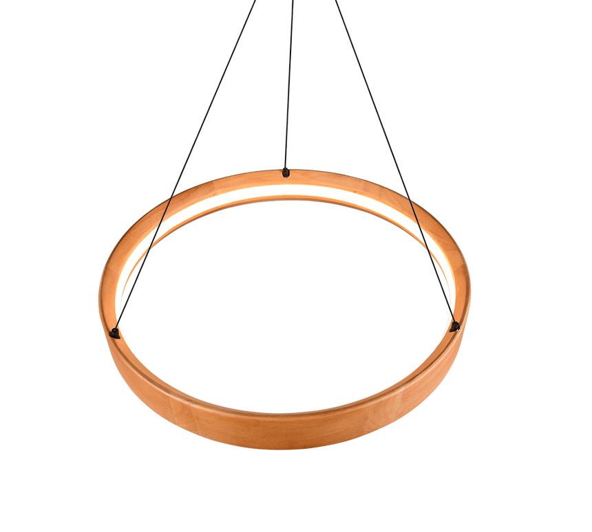 Lámpara de techo colgante Trio Lynwood LED madera 3000K 150cm 355030130