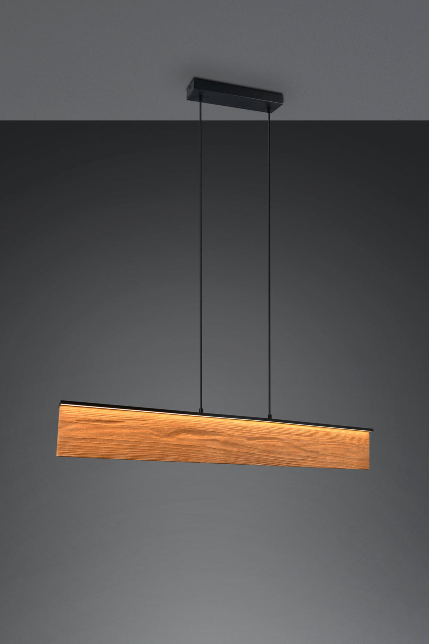 Lámpara de techo colgante Trio Kalea LED madera táctil 3000K 150cm 355510130
