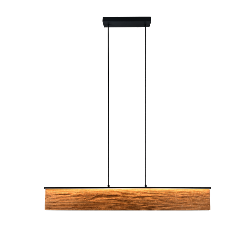 Lámpara de techo colgante Trio Kalea LED madera táctil 3000K 150cm 355510130
