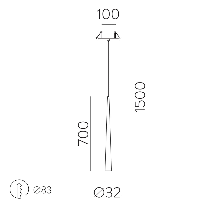 ACB Bendis Recessed Pendant Light White, LED 5W 3000K 600lm, CRI90 I, Integrated LED E356220B