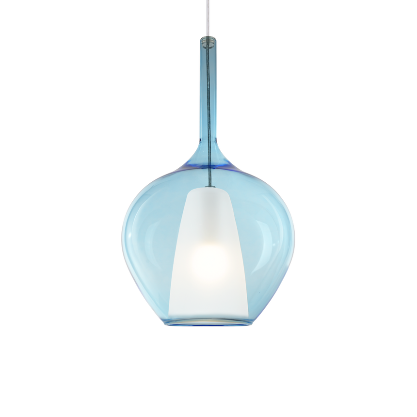 Lámpara colgante Ideal Lux Kalique azul 42W Ø28cm 359588