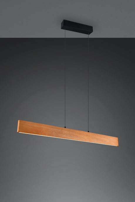 Lámpara de techo colgante Trio Edgewood LED madera táctil CCT 180cm 359710130