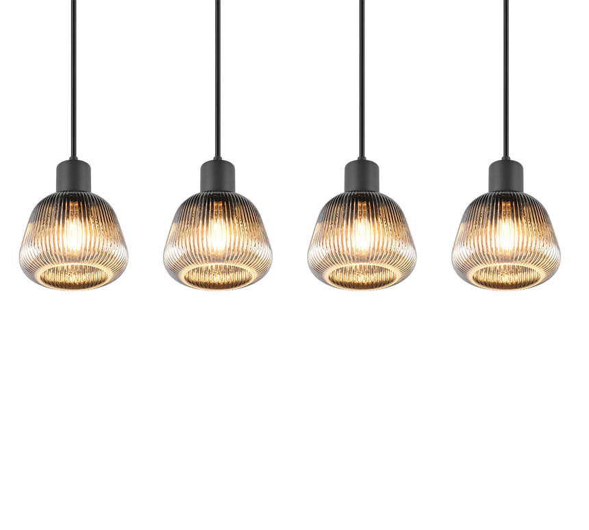 Lámpara colgante Tarifa Trio negro 4 luces 362800432