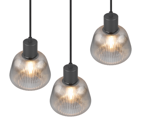 Lámpara de techo colgante Trio Tarifa 3 luces negro mate 150cm 362830332 - vista 2