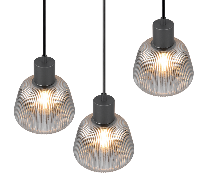 Lámpara de techo colgante Trio Tarifa 3 luces negro mate 150cm 362830332 - vista 2