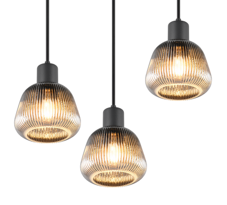 Lámpara de techo colgante Trio Tarifa 3 luces negro mate 150cm 362830332 - vista 3