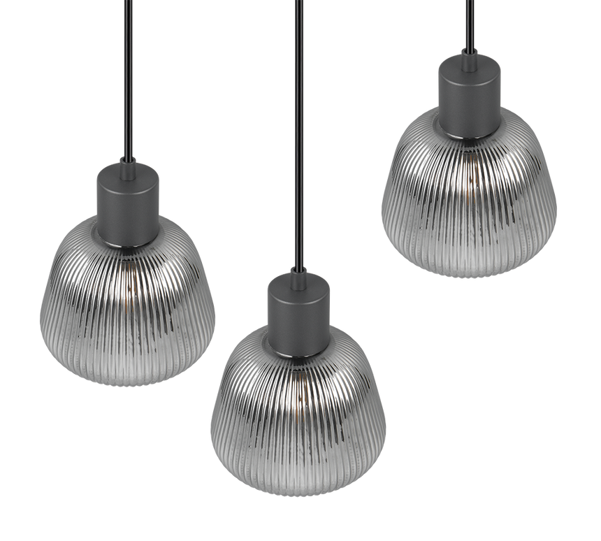 Lámpara de techo colgante Trio Tarifa 3 luces negro mate 150cm 362830332 - vista 5