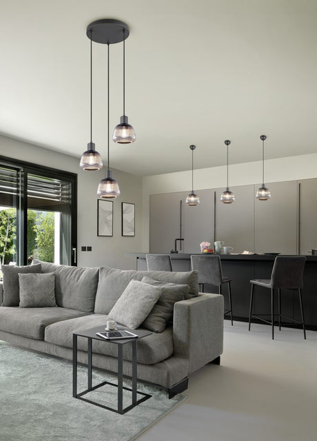 Lámpara de techo colgante Trio Tarifa 3 luces negro mate 150cm 362830332 - vista 6