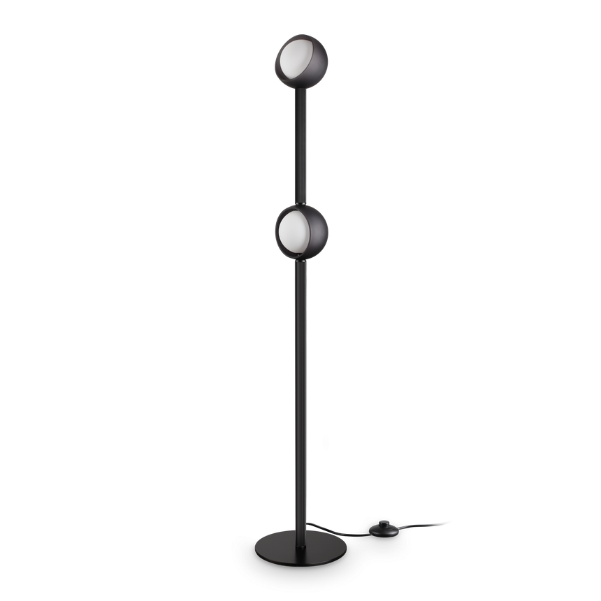 Lámpara de pie Ideal Lux Bloom negro cristal LED 2 luces 11W 169,5cm 362861