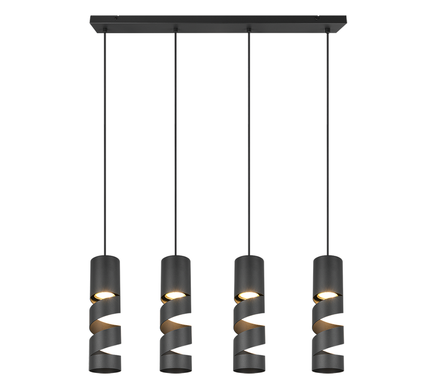 Lámpara de techo colgante Trio Stream LED negro mate 3000K 150cm 364000432