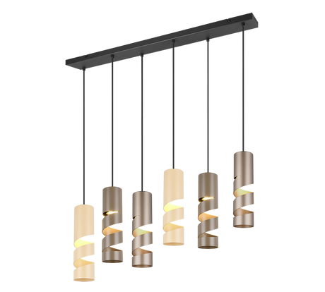 Lámpara de techo colgante Trio Stream 6 luces multicolor 150cm 364000617