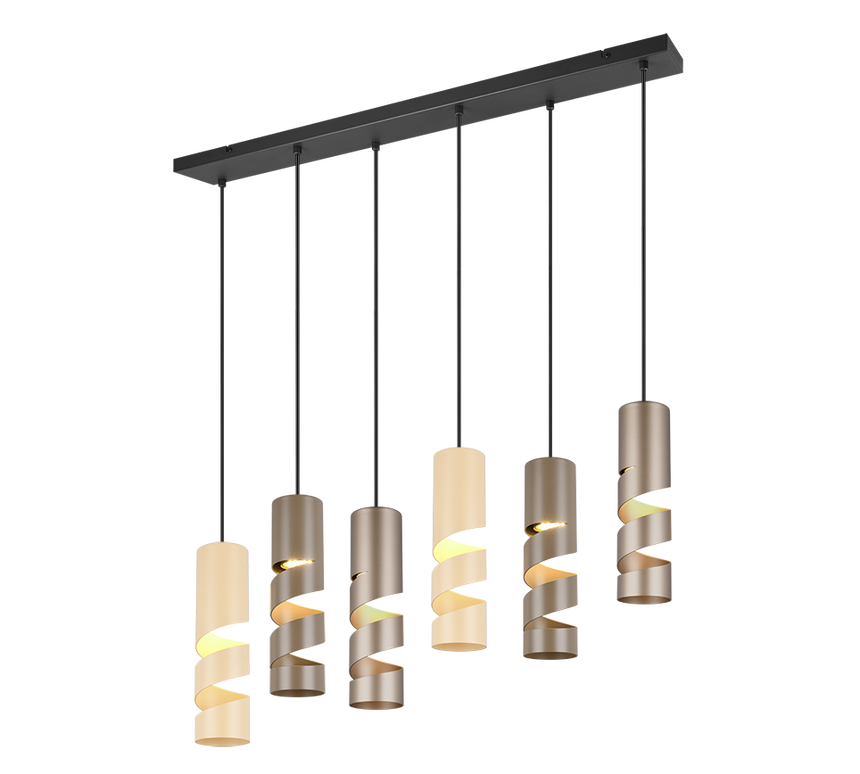 Lámpara de techo colgante Trio Stream 6 luces multicolor 150cm 364000617