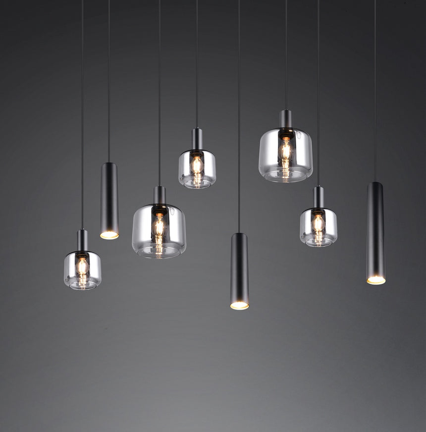 Trio MATARO Lámpara de techo colgante 8 luces negro 364100832