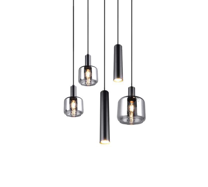 Lámpara de techo colgante Trio Mataro negro mate 150cm 364130532 - vista 3