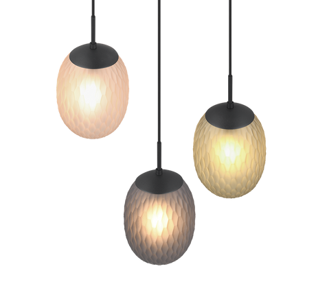 Lámpara de techo colgante Trio Facette LED negro mate 2700K 150cm 364230317