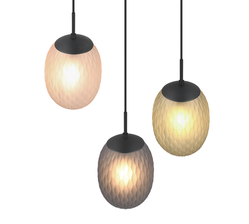 Lámpara de techo colgante Trio Facette LED negro mate 2700K 150cm 364230317