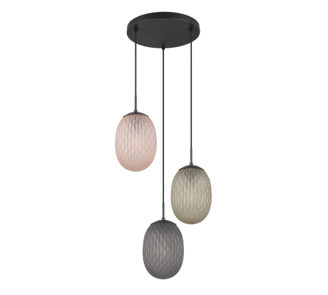 Lámpara de techo colgante Trio Facette LED negro mate 2700K 150cm 364230317