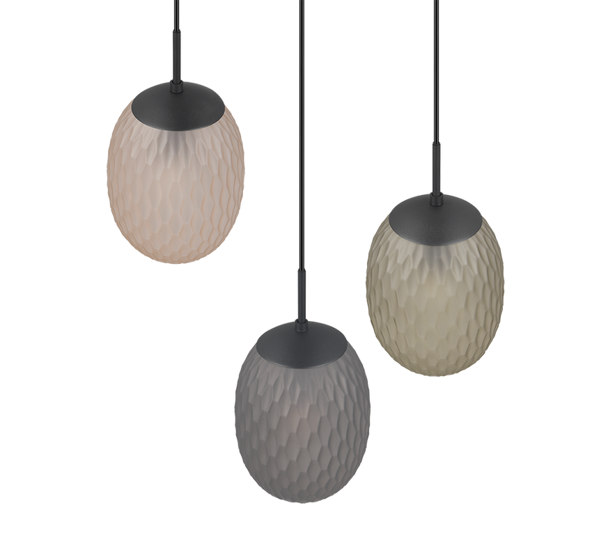 Lámpara de techo colgante Trio Facette LED negro mate 2700K 150cm 364230317