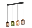 Lámpara de techo colgante Trio Cork 4 luces negro mate y ámbar 150cm 364600417