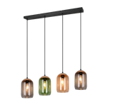 Lámpara de techo colgante Trio Cork 4 luces negro mate y ámbar 150cm 364600417