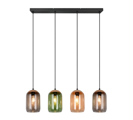 Lámpara de techo colgante Trio Cork 4 luces negro mate y ámbar 150cm 364600417 - vista 2